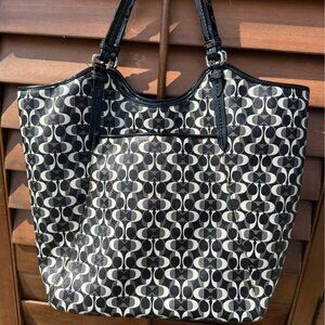 Coach black, gray & white tote
